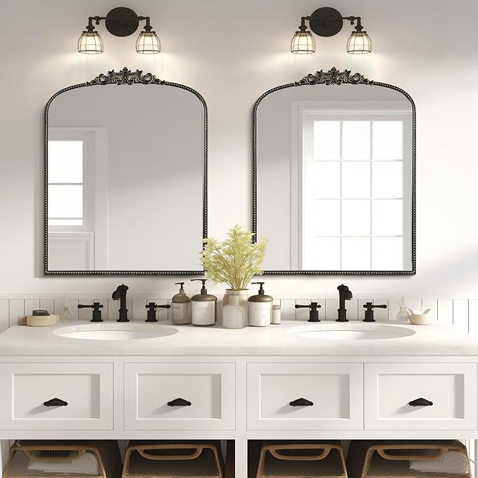 WallBeyond Gold Vintage Arched Mirror, 28x36 Inch, Wall Mounted, Rectangular - Image 5