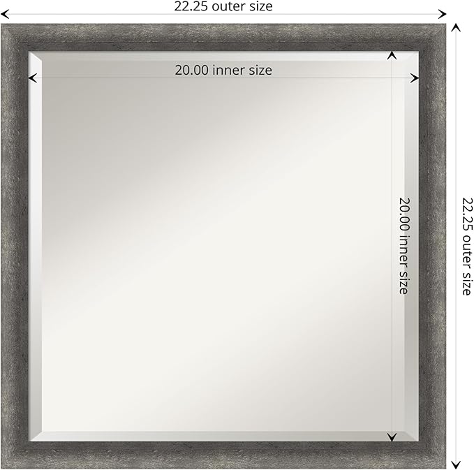 Amanti Art Grey Wall Mirror 22x22 Burnished Concrete Narrow Square Bathroom - Image 4