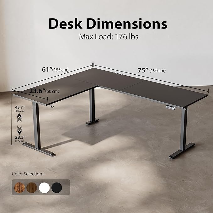 Agilestic L-Shaped Standing Desk Adjustable Height, Electric Corner Standing - Image 3