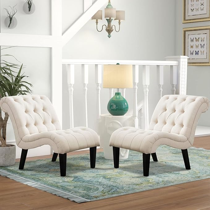 Yongqiang Accent Chairs for Living Room Set of 2 Upholstered Tufted Bedroom by lightupyourlife