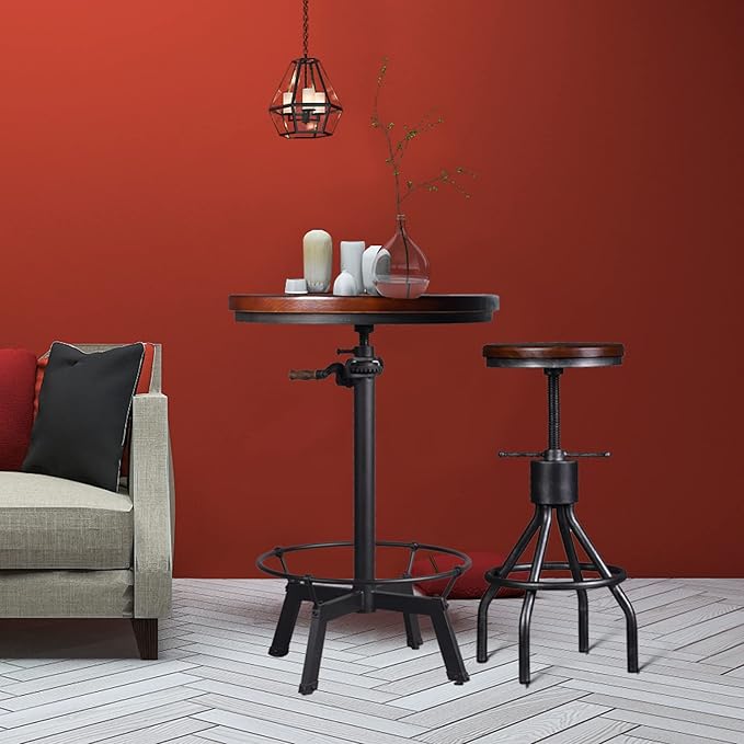 LOKKHAN Industrial Bar Table-33.5-39.4 Inch Tall-Adjustable Bar Height Pub - Image 5