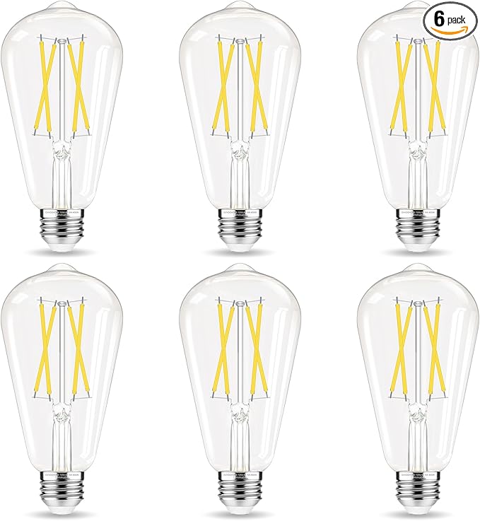 Dimmable LED Edison Bulb, E26 LED Bulb 60 watt Equivalent, Cool White 4000K by GvvooHome