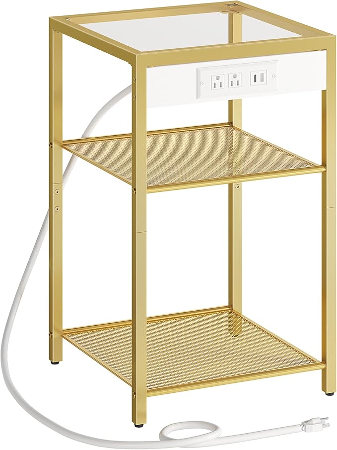 HOOBRO End Table with Charging Station, Side Table with USB Port & Power Outlets by HOOBRO