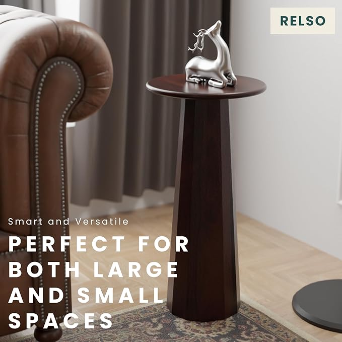 Relso Enteka Solid Mango Wood End Table – 24" Tall Accent Side Table - Image 6