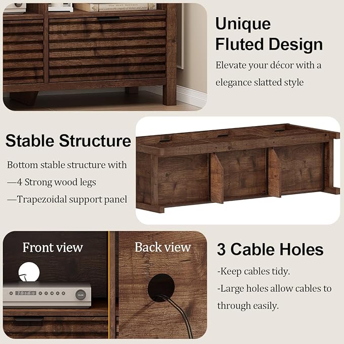 BON AUGURE TV Stand, Mid Century Modern Media Console - Image 6