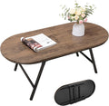 Folding Coffee Table for Small Spaces Wood and Metal Oval Coffee Table Portable by FEUFOAM