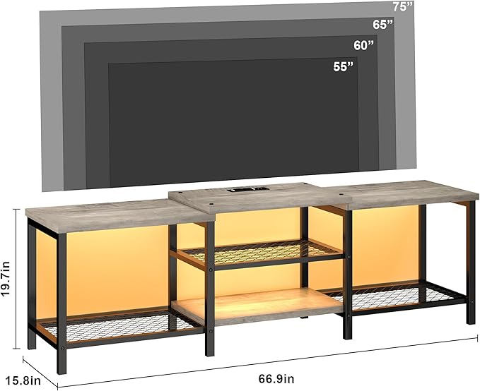 GarveeHome TV Stand with LED Lights - Image 3