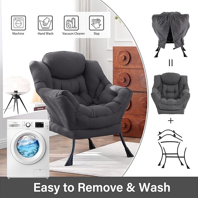 Lazy Chair, Reading Armchair, Large Modern Lounge Accent Chair, Leisure Sofa - Image 5
