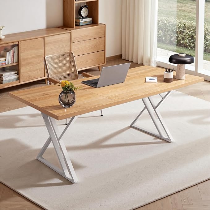 70.9Inch Office Desk, Executive Office Desk，Modern Industrial Style, Z-Shaped by Younhomedge