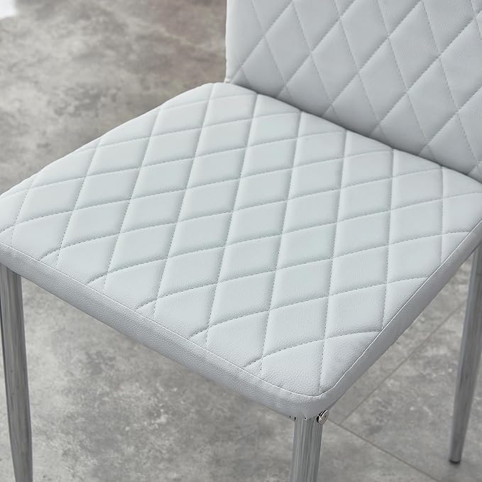 JT Modern Minimalist Dining Chair Fireproof Leather Sprayed Metal Pipe Diamond - Image 9