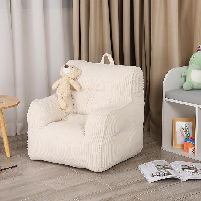 Kids Bean Bag Chair with a Plush Bear, Comfy Toddler Chair - Image 6