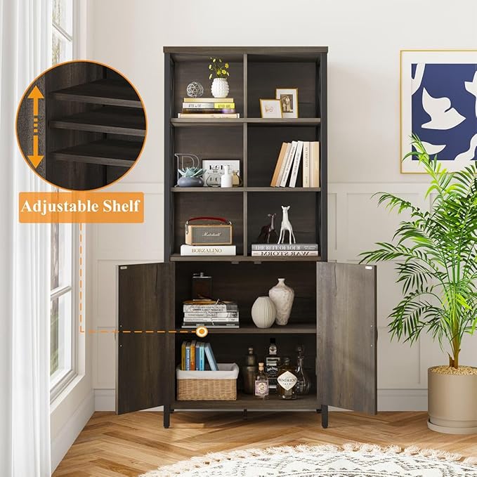 FATORRI Industrial Tall Bookshelf, Rustic Bookcase - Image 5