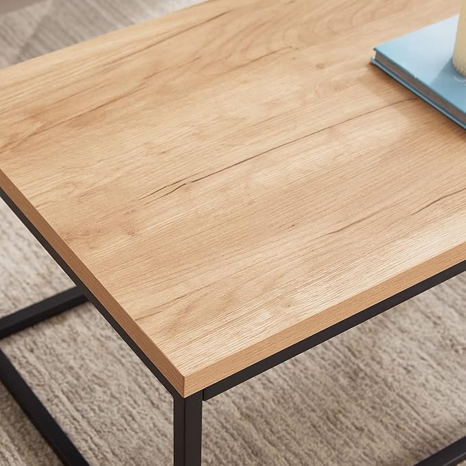 CENSI 30"x30" Natural Oak Accent Coffee Table Ottoman - Image 7