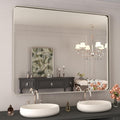 WEER 40X32 Inch Brushed Nickel Bathroom Mirror, Brushed Silver Metal Frame by WEER