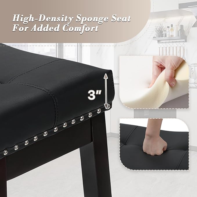 Athena Collection Counter Height Bar Stools Set of 2, 29.5 Inches Backless - Image 5