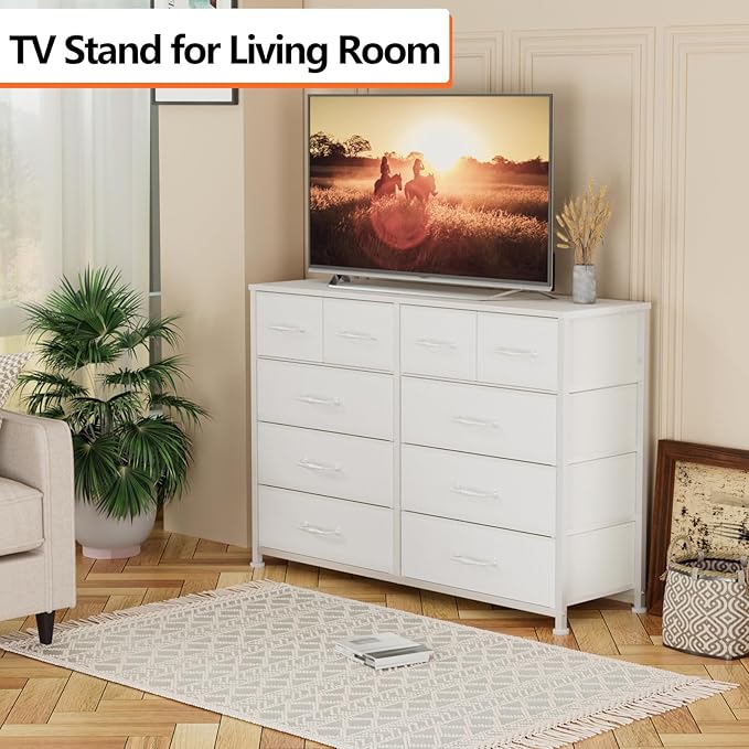 Furnulem Bedroom Dresser White for 55”Long TV Stand Entertainment Center - Image 6