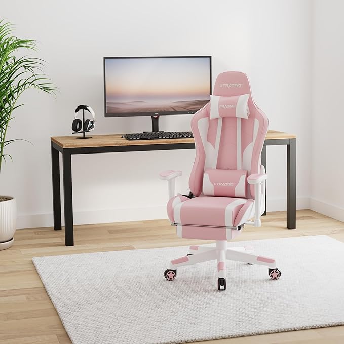 GTRACING Gaming Chair with Footrest Speakers Video Game Chair Bluetooth Music - Image 2