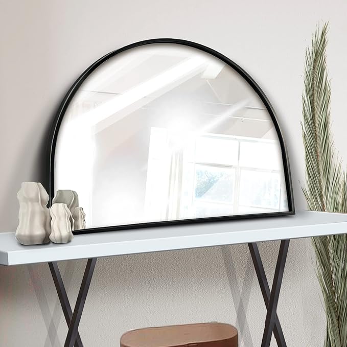 WAMIRRO Minimalist Black Arched Mirror, Large Farmhouse Bathroom Fireplace - Image 7