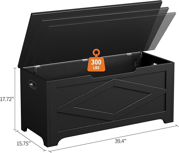GarveeHome 39.4" Storage Chest, Wooden Storage Bench - Image 3