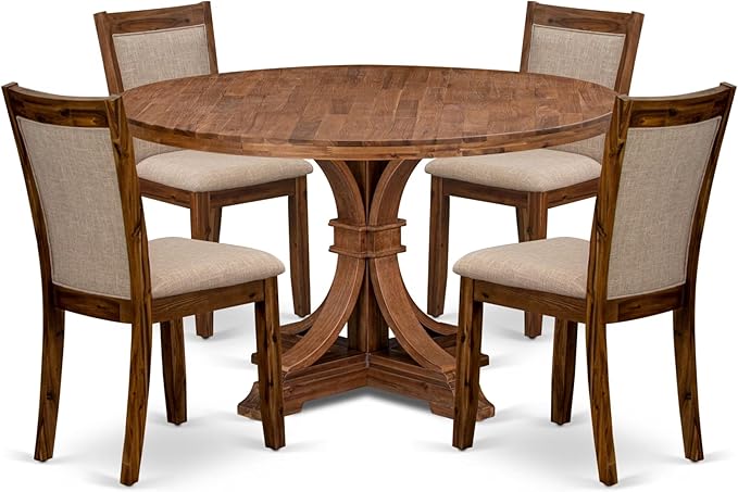 I7MZ5-50N-04 5-Pc Dining Room Set Includes a Pedestal Round Table and 4 Light by LuxebyEastWestFurniture