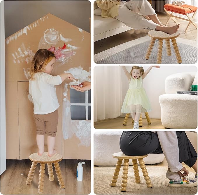 Solid Wooden Step Stool for Kids Adults, 10 inch Short Chair Perfect Matched - Image 6