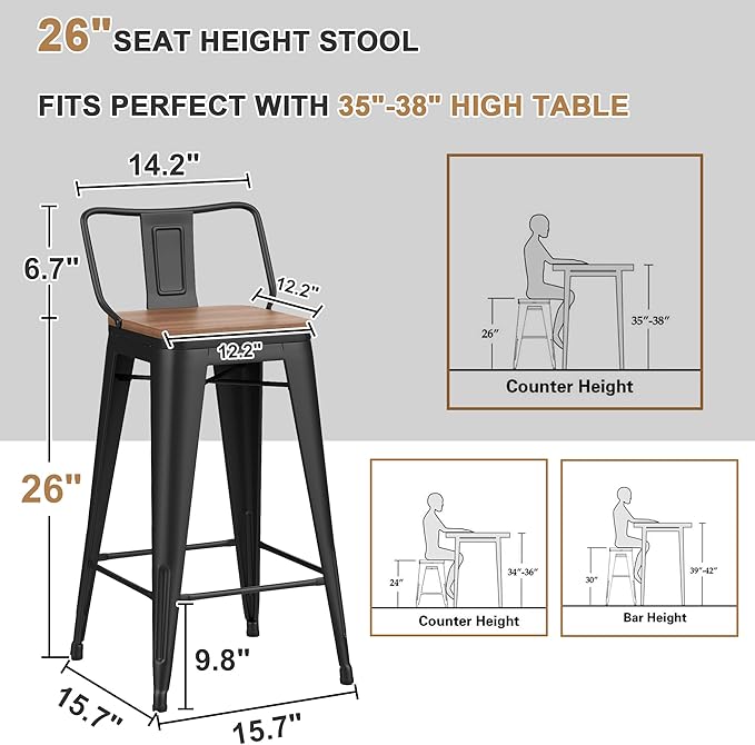 26 Inch Swivel Bar Stools Set of 4 - Image 3
