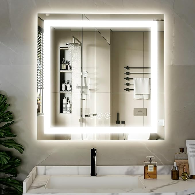 36x36 LED Bathroom Mirror, Backlit + Front Lit, LED Bathroom Mirror - Image 2