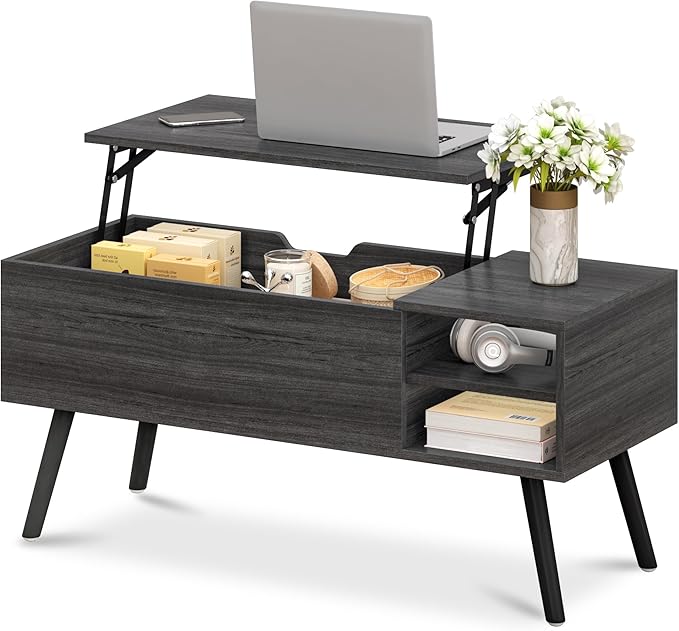 ALINE FURNITURE Gray Coffee Table Lift Top by ALINEFURNITURE