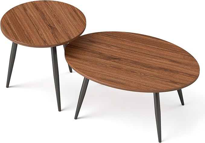 Set of 2 Coffee Table, Nesting Side Table, Living Room Sofa End Table by Rukulin