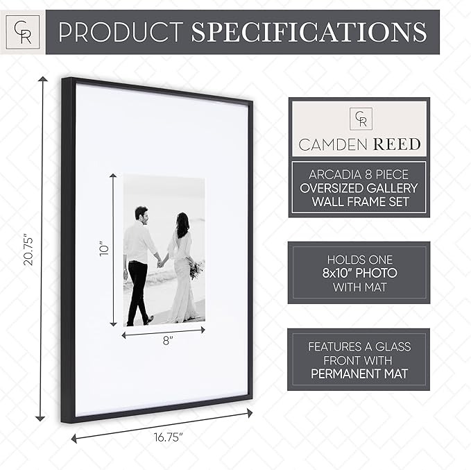 Camden Reed Arcadia 8 Piece Oversized Gallery Wall Frame, 16x20 and 16x16 Inch - Image 3