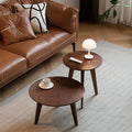 100% Solid Oak Wood Coffee Table Set, Round Coffee Table Combo Side Table by Vadisun