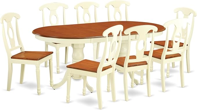East West Furniture PLKE9-WHI-W 9 Piece Dining Table Set Includes an Oval by EastWestFurniture