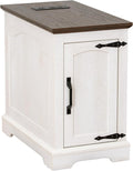 Narrow Side Table with Charging Station, 13.8" W End Table with Storage by TRONLEE