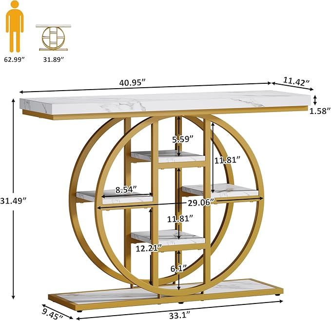 41" Console Table, 4-Tier Entryway Table - Image 2