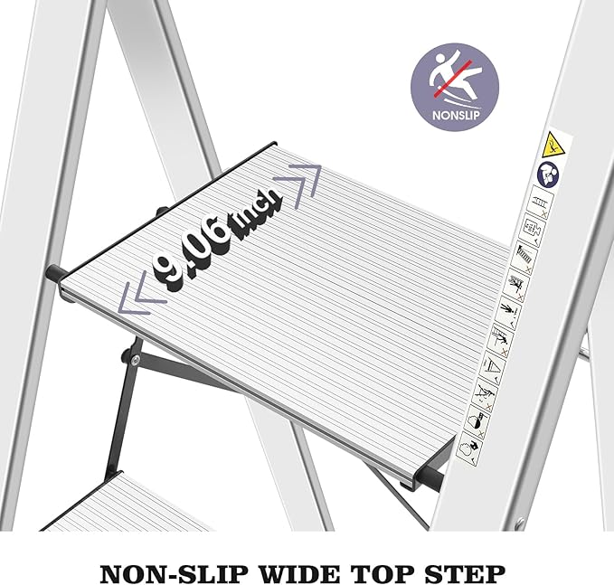 KINGRACK Aluminium 4 Step Ladder, Lightweight Step Stool - Image 2