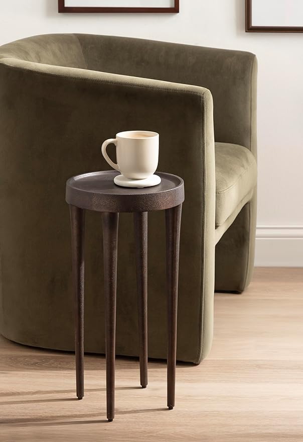 Kate and Laurel Rava Modern Metal Round Drink Table, Cast Aluminum Accent Table - Image 2