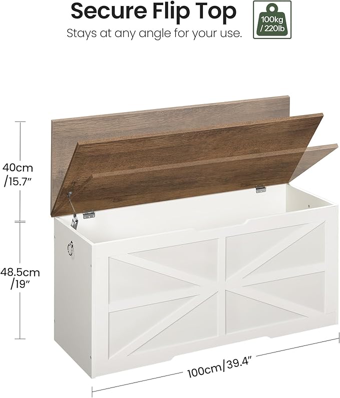 Storage Chest, 39.4" Wooden Storage Trunk, Modern Storage Bench - Image 3