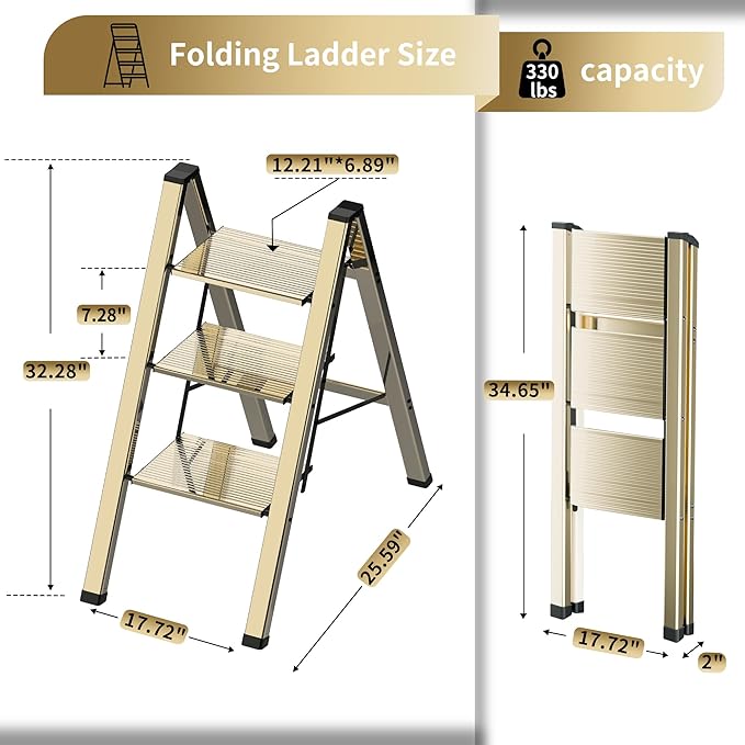 3 Step Lightweight Folding Ladder - Image 6