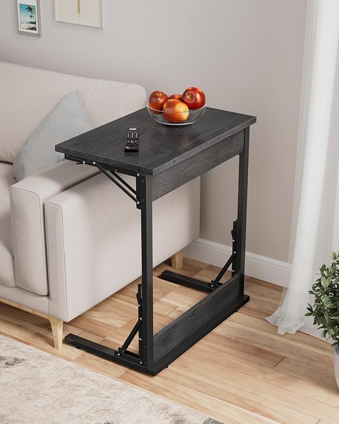 Tatub 24" Wide Folding C-Shaped End Table, Small Side Desk - Image 3