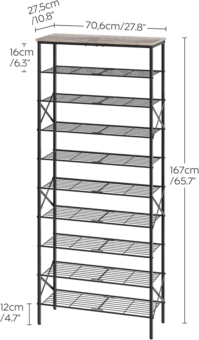 10 Tier Shoe Rack, Large Capacity Shoe Storage Organizer Holds 40 Pairs - Image 3
