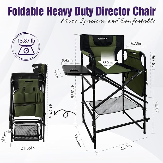 Tall Folding Directors Chair - Image 3
