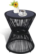 LEWIS&WAYNE Small Outdoor Side Table Patio 20’’ H Woven Rope Hourglass End Table by LEWIS%26WAYNE