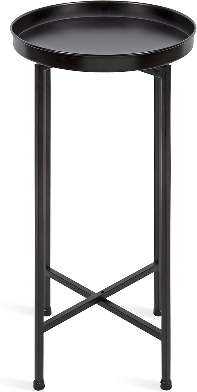 Kate and Laurel Celia Round Metal Foldable Accent Table - Image 4
