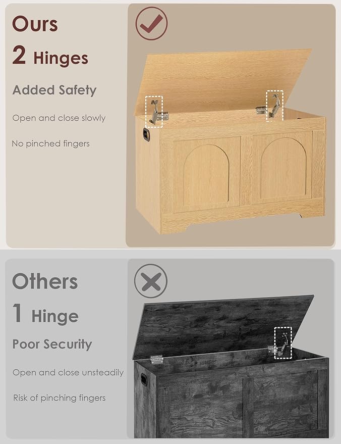 DINZI LVJ Storage Chest, 31.5”Wooden Toy Box - Image 6