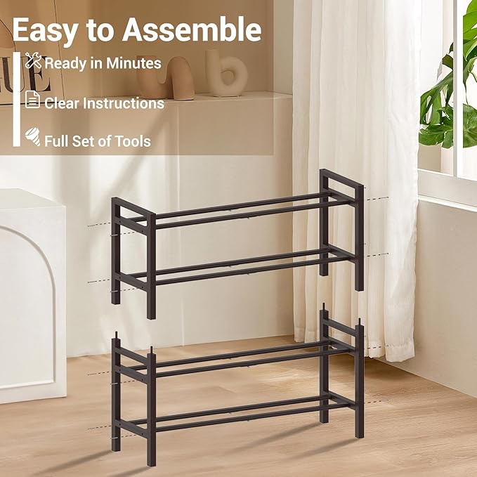 Haddockway Bamboo Shoe Rack for Closet, Free Standing Shoe Organizer - Image 4