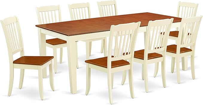 East West Furniture QUDA9-BMK-W 9 Piece Dining Table Set Includes a Rectangle - Image 3