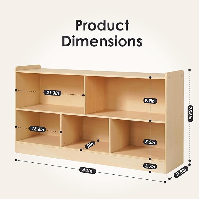 5-Section Wooden Toy Shelf for Kids, Montessori Shelf Storage - Image 2