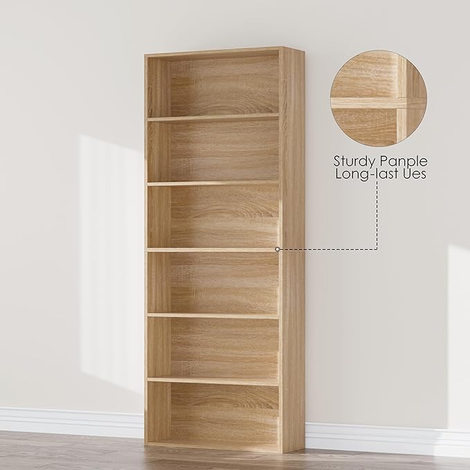 FOTOSOK 6-Tier Open Bookcase and Bookshelf, Freestanding Display Storage - Image 6