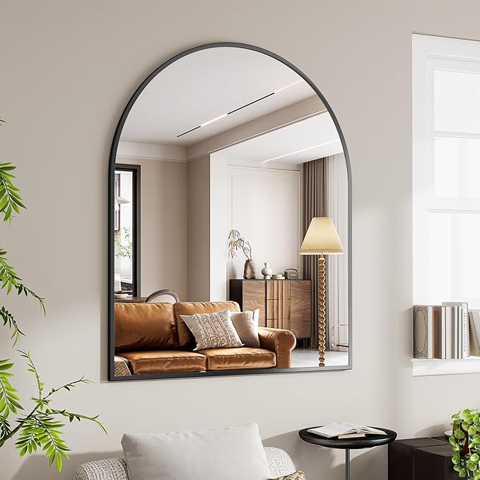 BEAUTYPEAK 36"x48" Arch Bathroom Mirror, Wall Mounted Vanity Metal Frame Mirror - Image 7