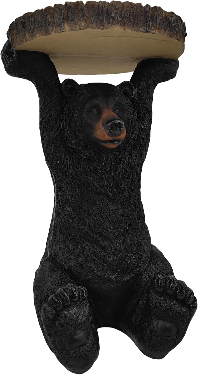 American Black Bear Side Table Pedestal End Table Stool Resin Bear Statue Hand - Image 9